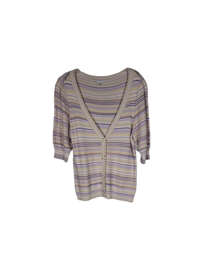 Ecru Cardigan Sweater/stripe