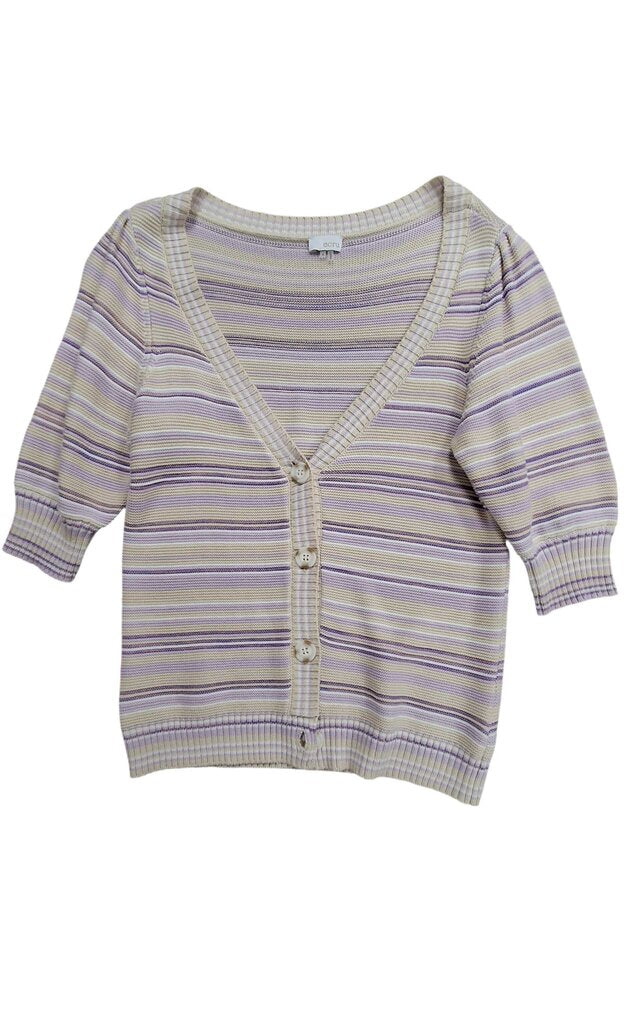 Ecru Cardigan Sweater w/stripes
