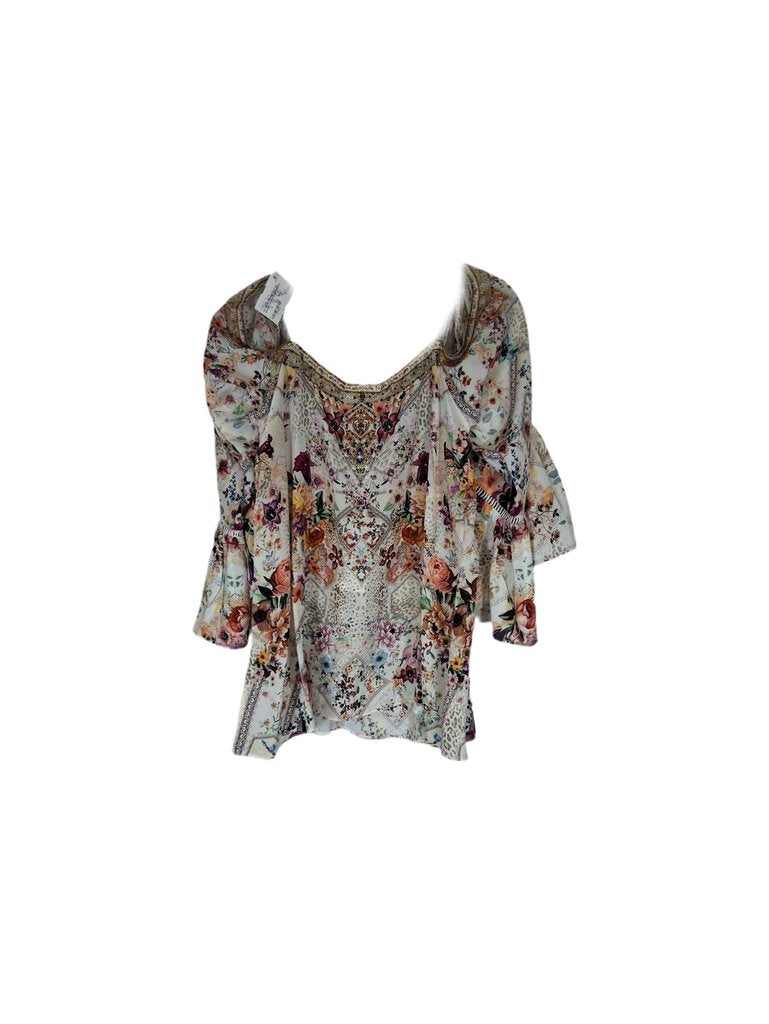 Silk camilla beaded/floral top