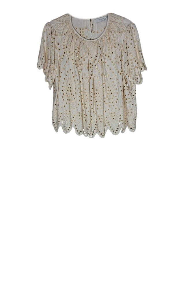 Hunter Bell short sleeve big eyelet top/collar