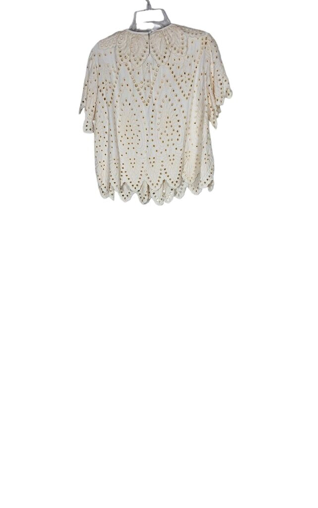Hunter Bell short sleeve big eyelet top/collar