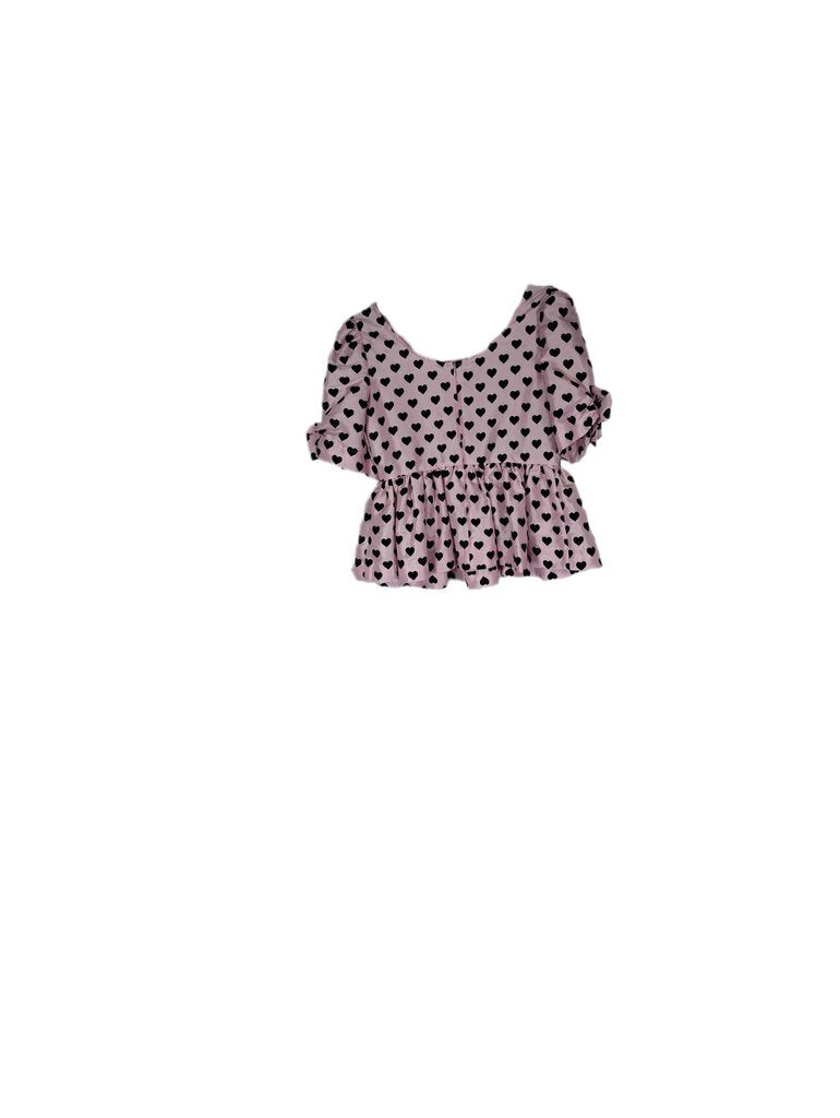 Love Shack puff peplum top w/hearts
