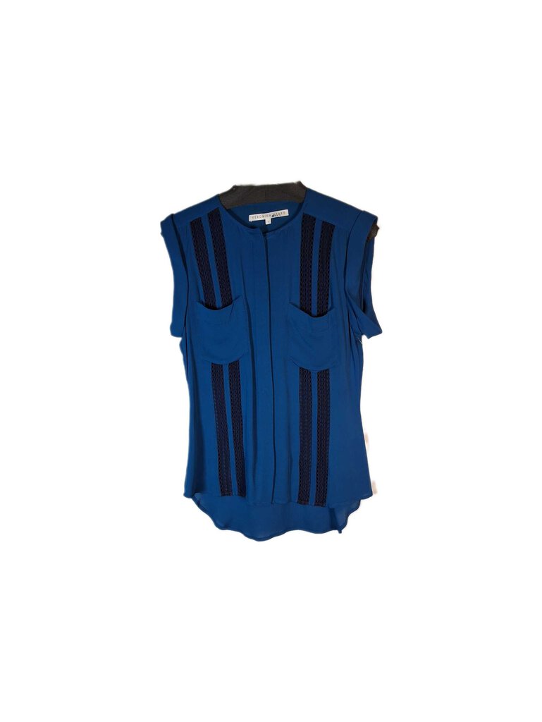veronica beard silk top w/trim