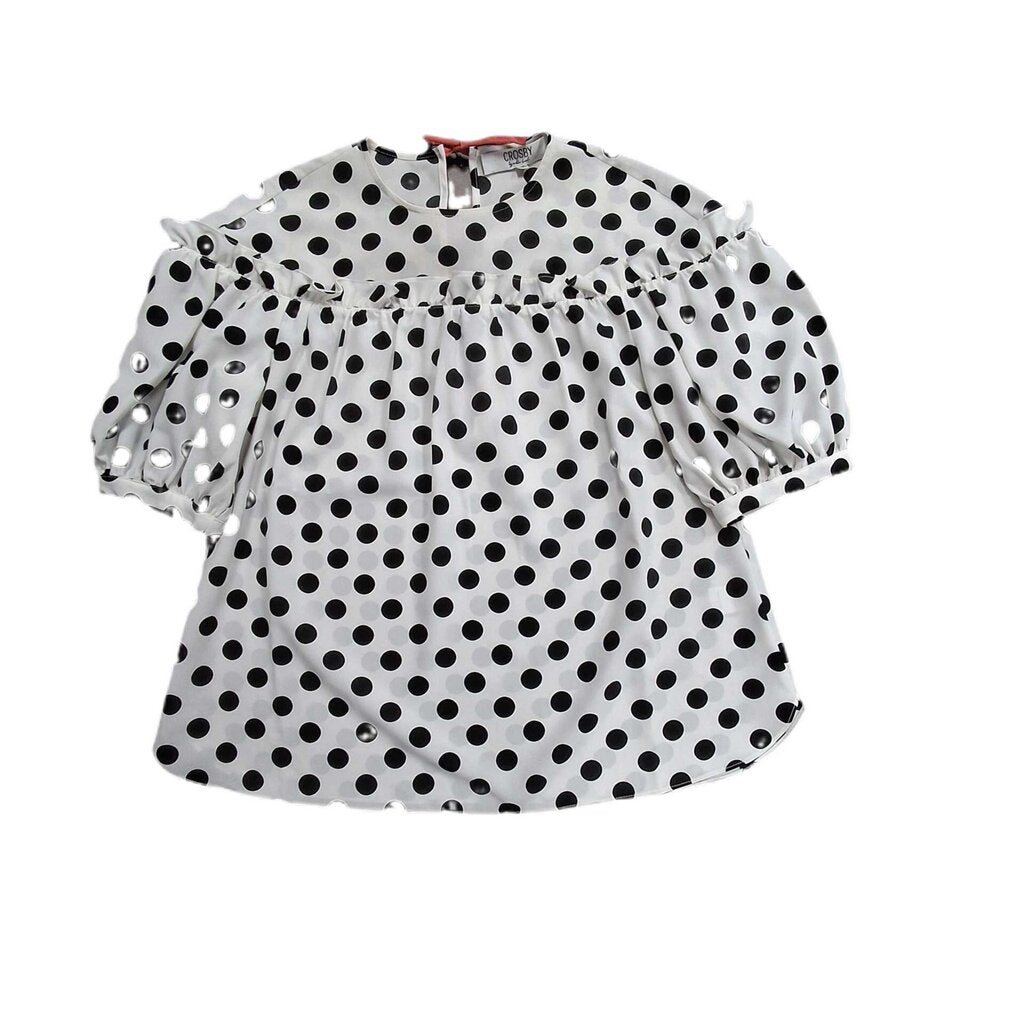 Crosby puff short sleeve dots top/back bows
