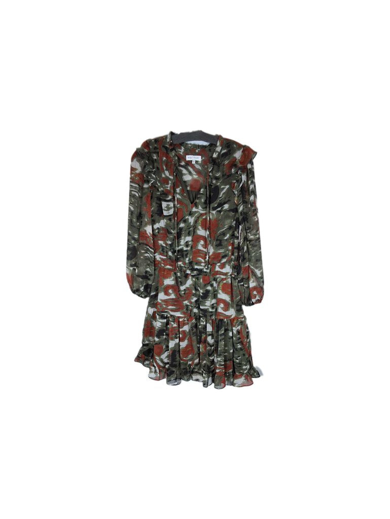 willa story sheer tiered dress/abstrct