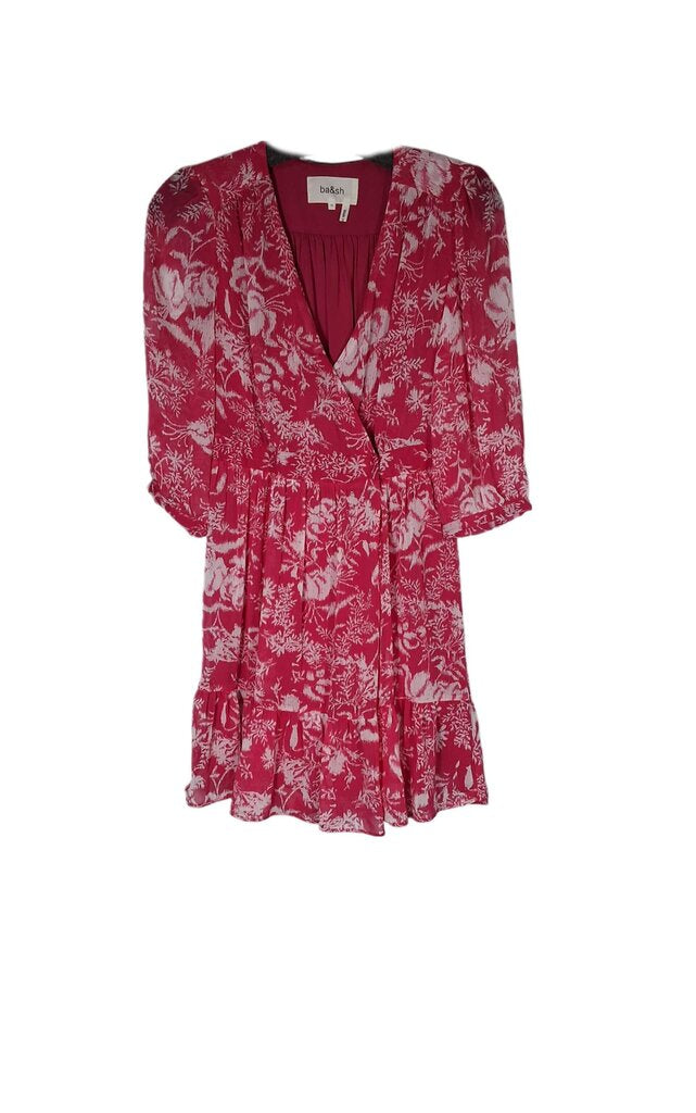 ba&sh 3/4 slv sheer dress/abstrct print