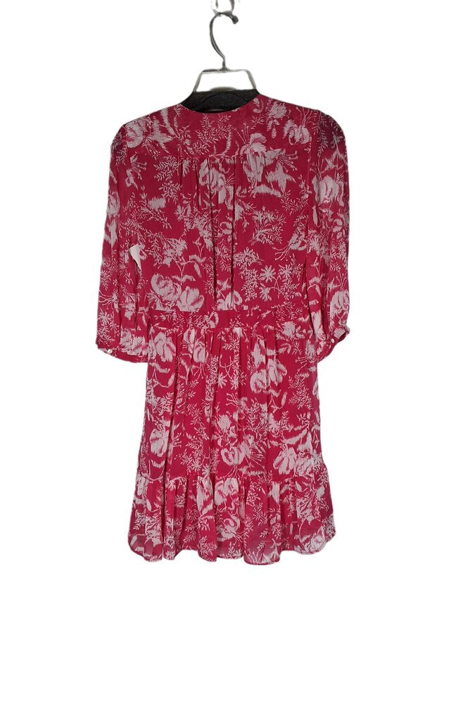 ba&sh 3/4 slv sheer dress/abstrct print