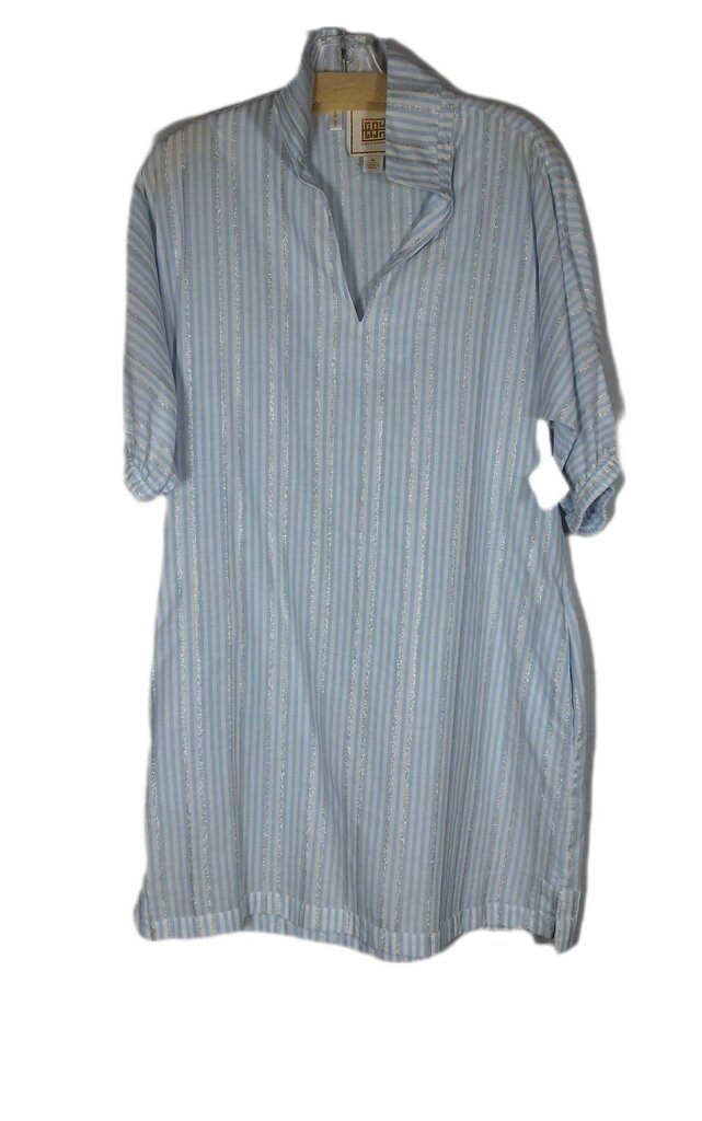 Emily MCCarthy3/4 sleeve stripe dress/stand up collar