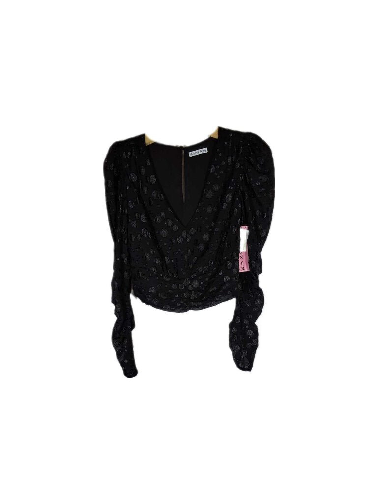 anna rae long sleeve short cocktail top/dots