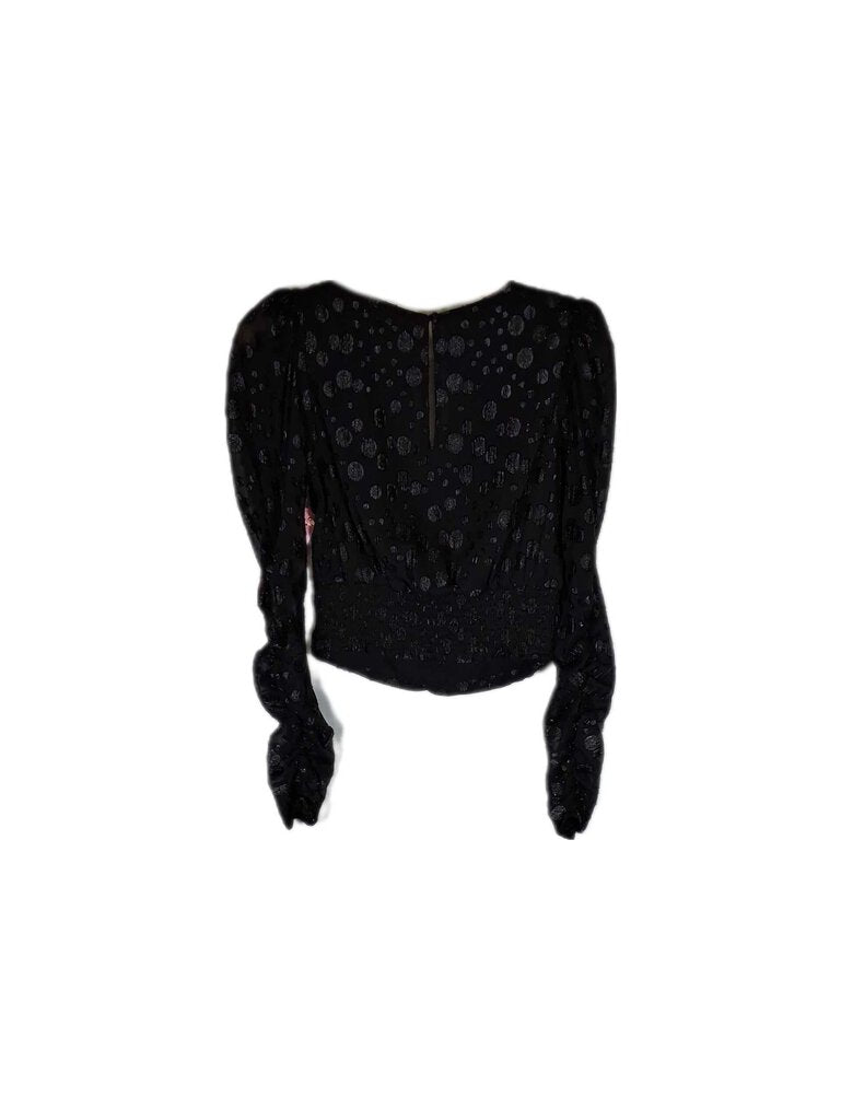 anna rae long sleeve short cocktail top/dots