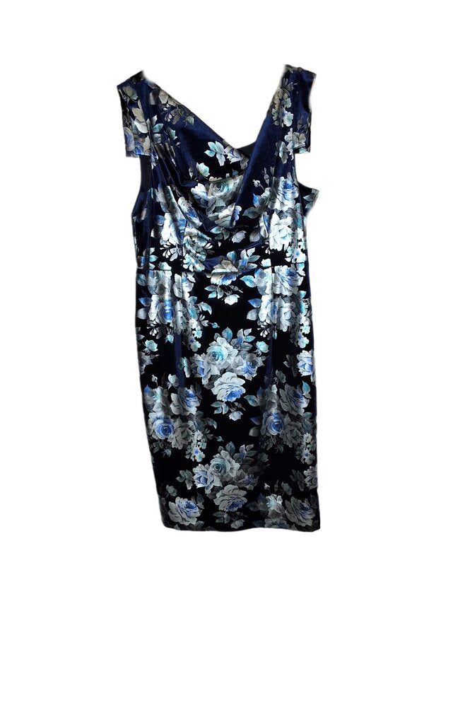 Black Halo sleeveless floral cocktail dress/velvet