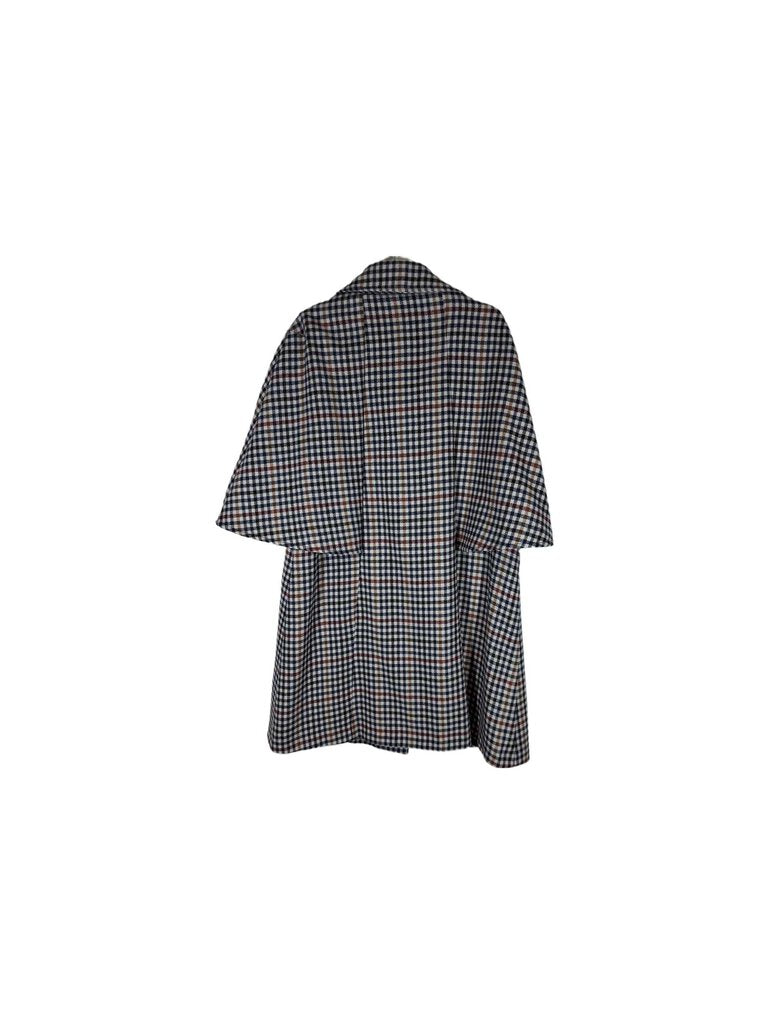 Villagallo check cape coat w/double breast