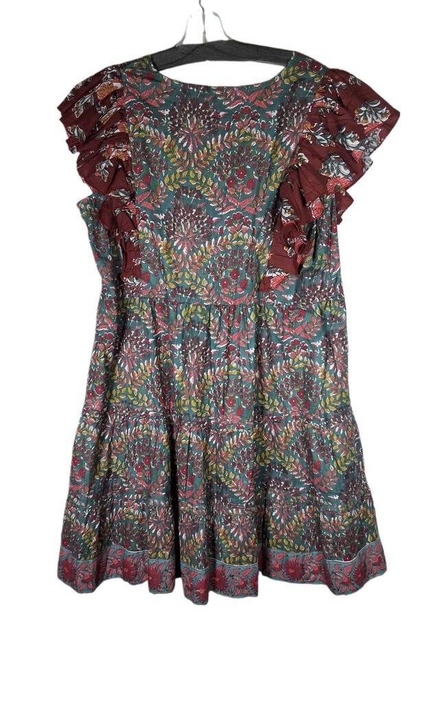 victoria dunn flutter sleeve tier dress/vine print