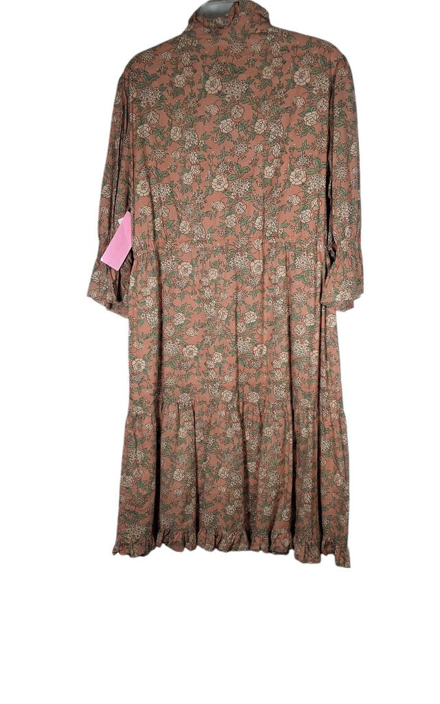 victoria dunn 3/4sleeve floral maxi w/drawstring