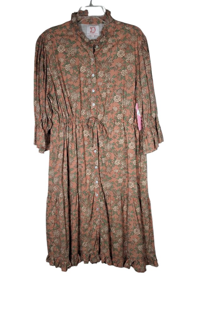 victoria dunn 3/4sleeve floral maxi w/drawstring