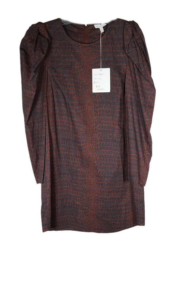 DES/anna cate puff long sleeve dressw /stenciled