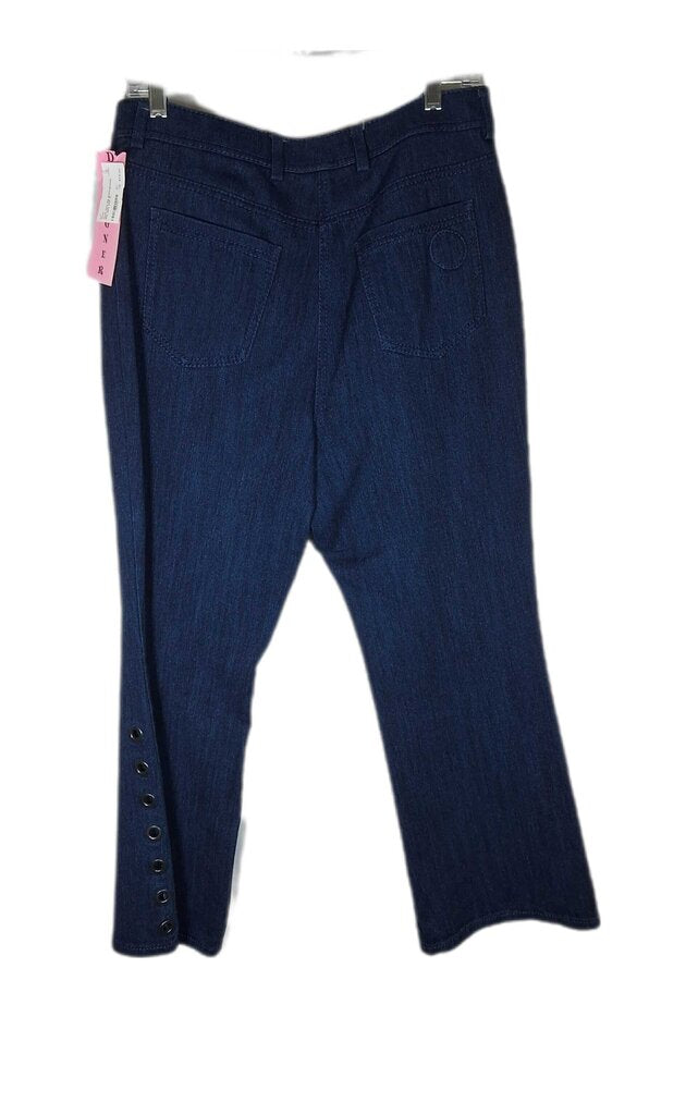Akris flare leg jeans/gromet trim