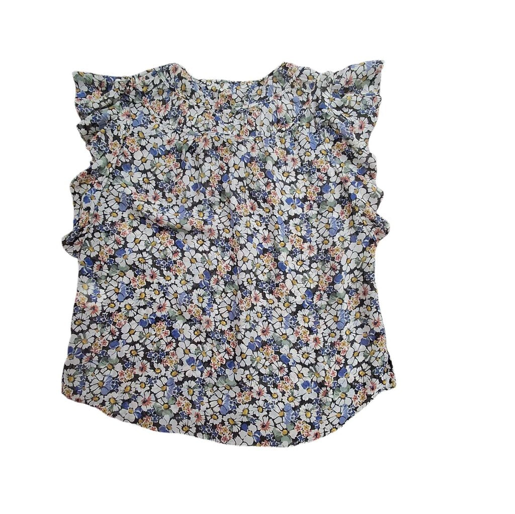 Veronica Beard fluttersleeve silk top/floral