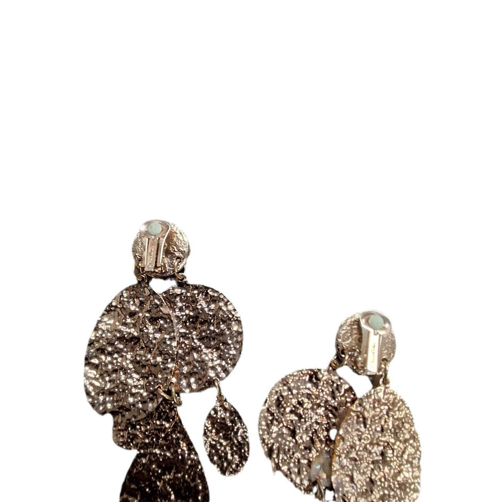 Oscar de la renta hammered multi disc chandeliers w/clips