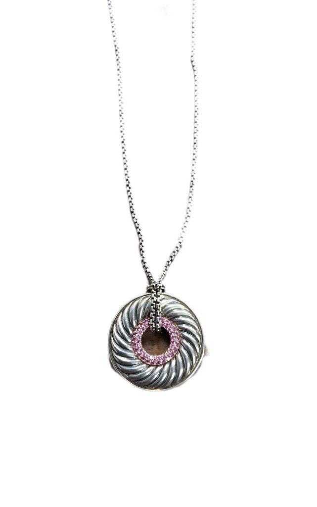 David Yurman round disc necklace/sapphires
