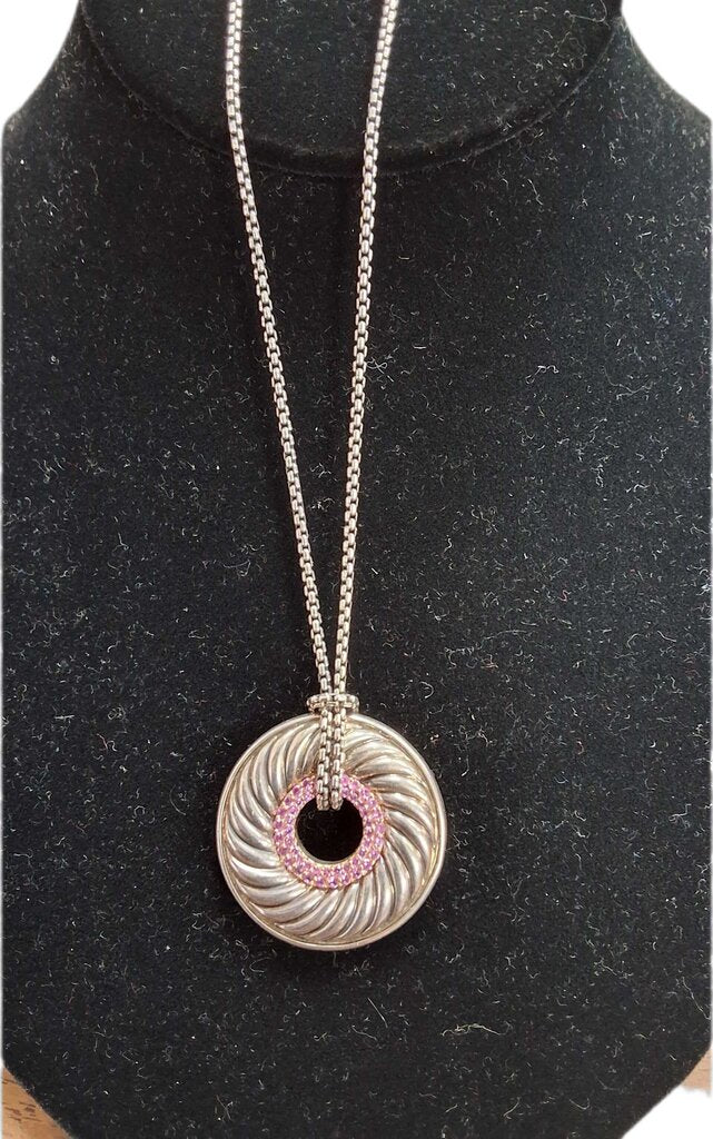 David Yurman round disc necklace/sapphires