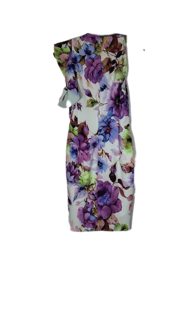 Black Halo sleeveless floral cocktail dress/ bog ruffle