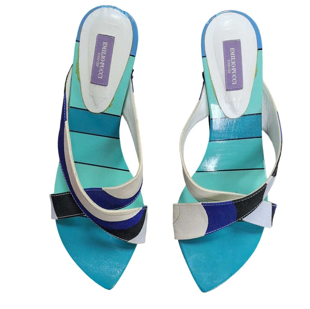 Emilio Pucci wooden wedge sandal/painted