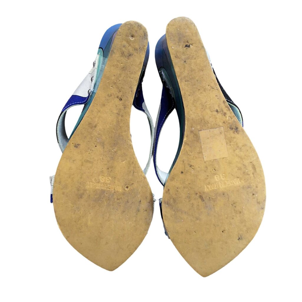 Emilio Pucci wooden wedge sandal/painted