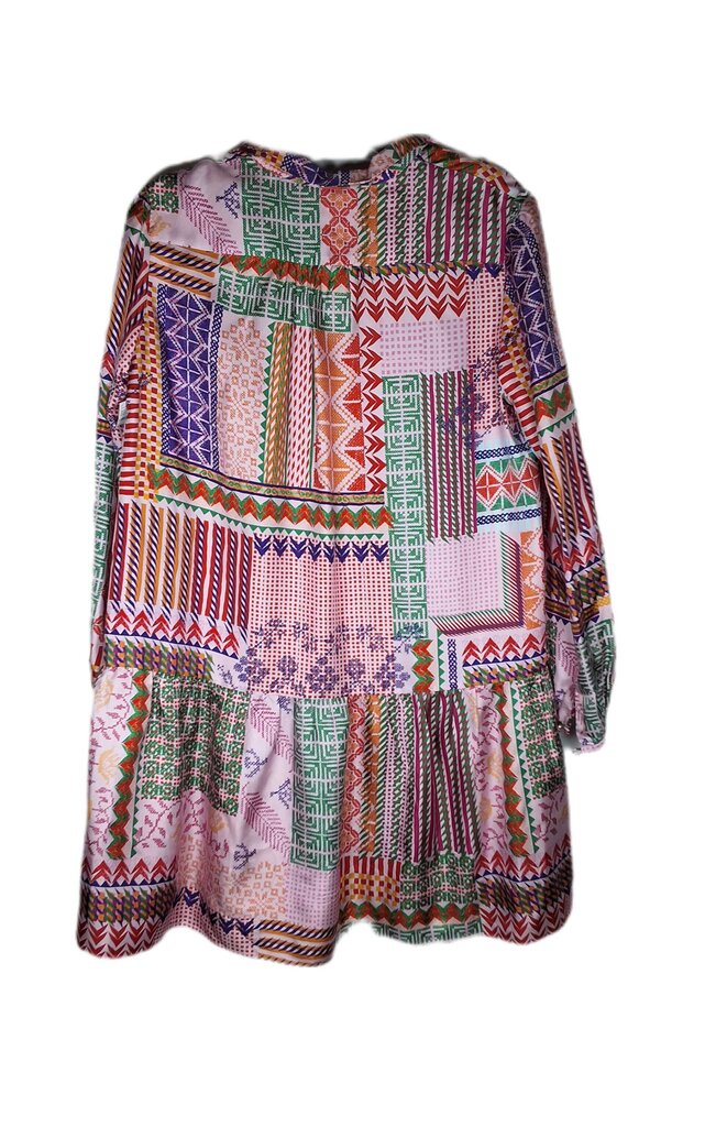 Saloni long sleeve dress/cross stitch abstract print
