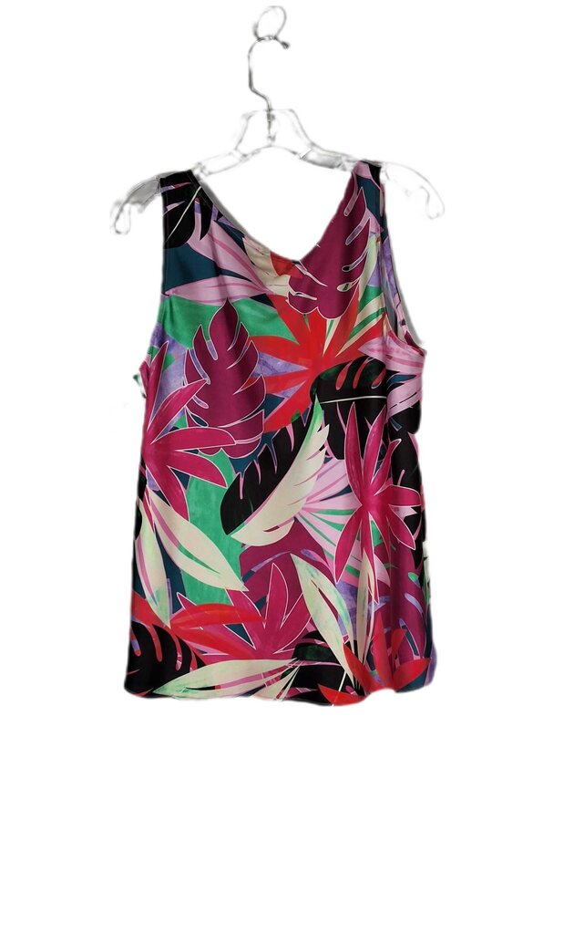 Frank Lyman sleeveless top/tropical leaves