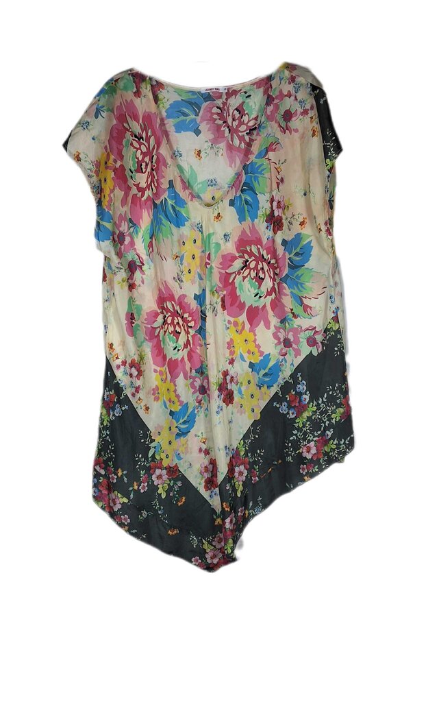 Johnny Was capsleeve silk dress/floral
