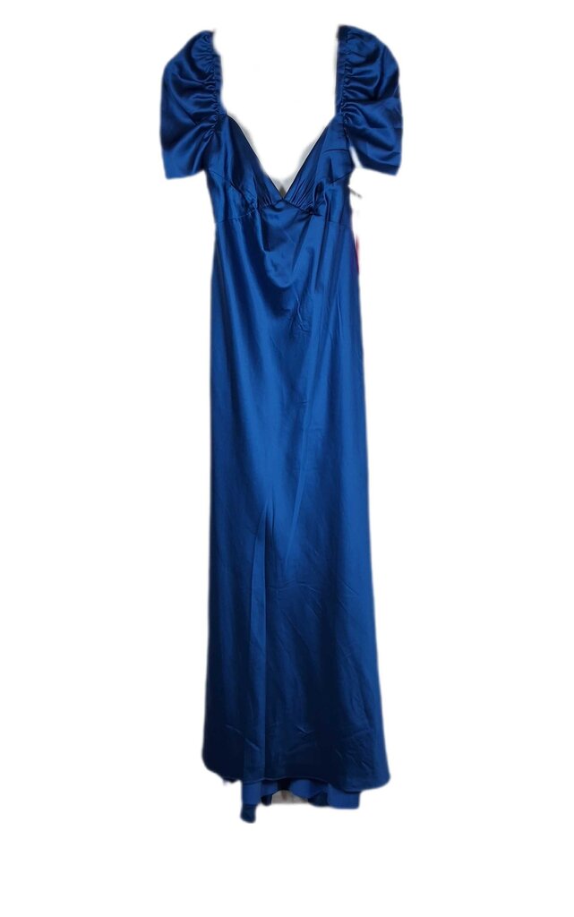 Mac Duggal short sleeve satin gown/cutout back