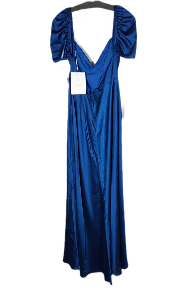 Mac Duggal short sleeve satin gown/cutout back