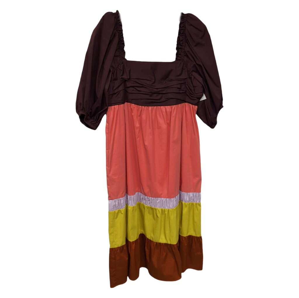 Crosby short puff sleeve maxi/colorblock