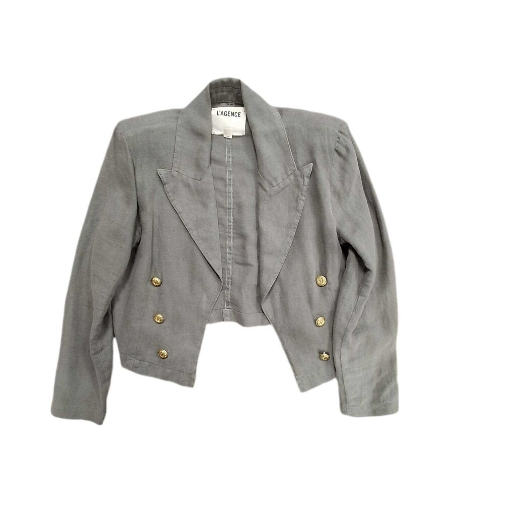 L'Agence linen crop jacket/double breast