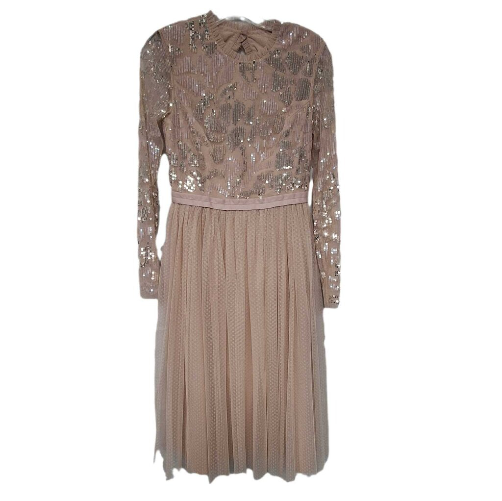 Needle & Thread long sleeve sequin tulle gown