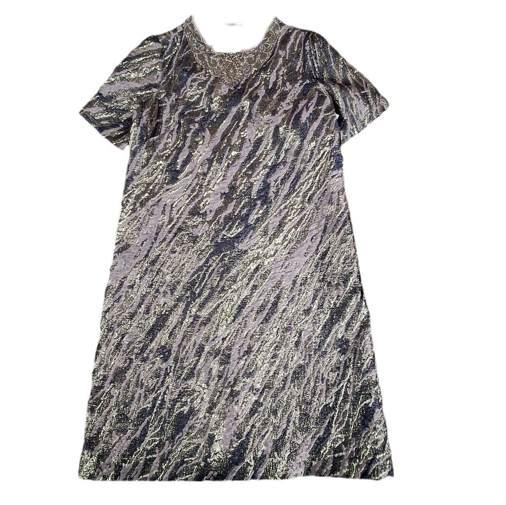 Teri Jon short sleeve cocktail dress/abstractmetallic