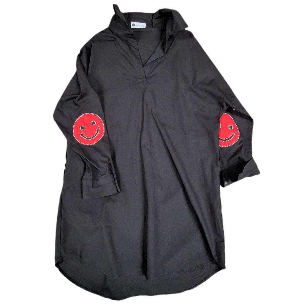 Caryn Lawn long sleeve shirt dress/smiley face sleeve