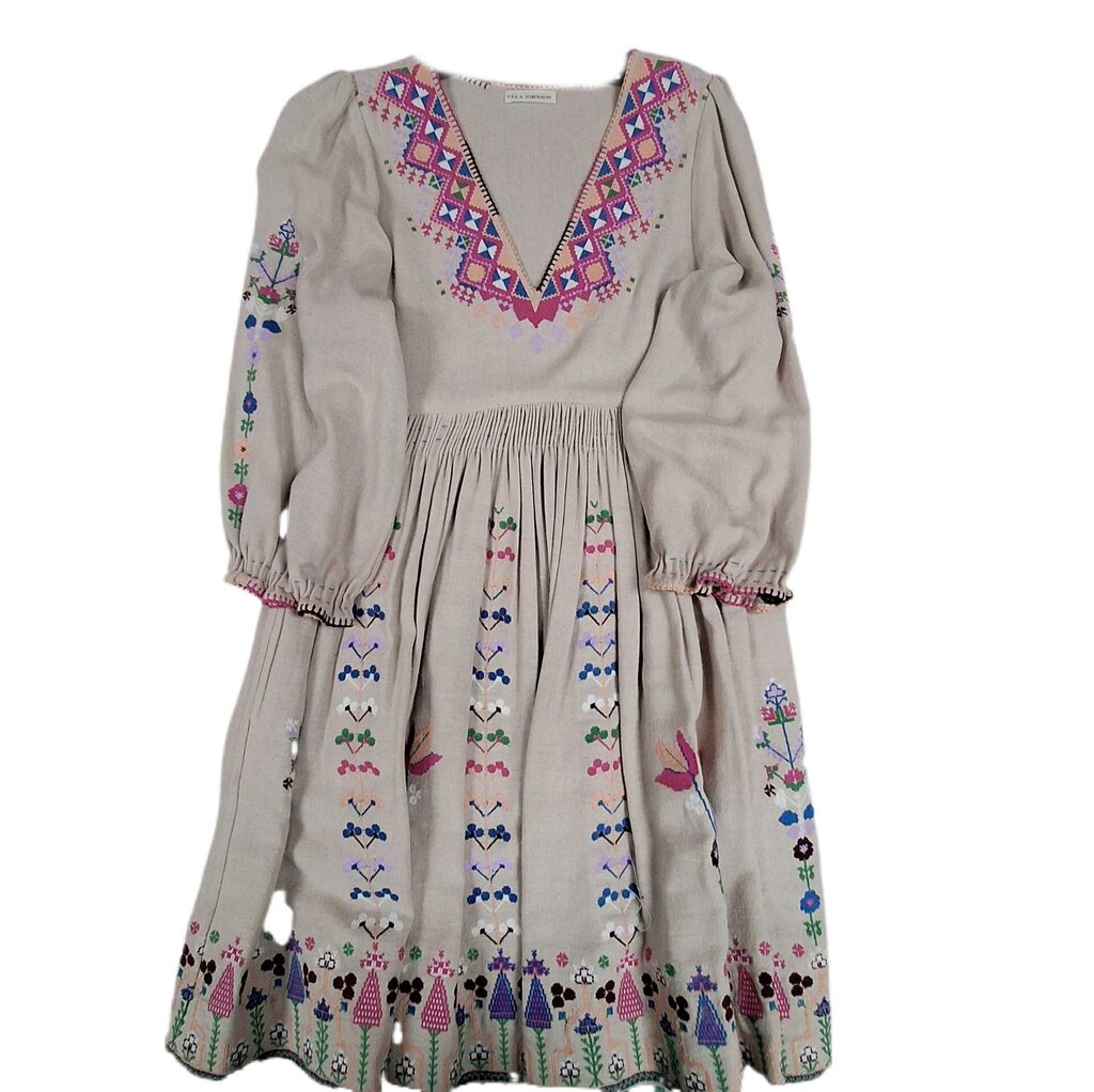 DES/Ulla Johnson long sleeve dress/cross stich dress