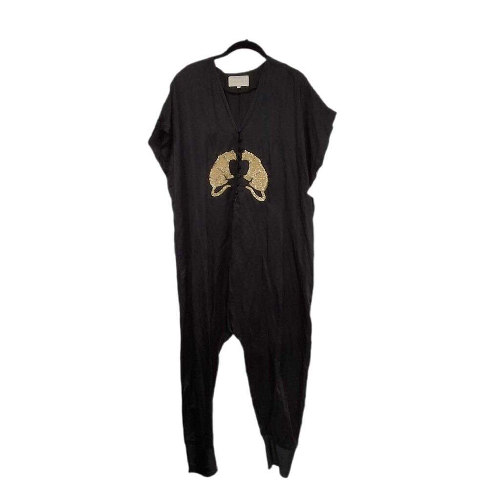 Carolina K Silk Jumpsuit/Embroidered Panther