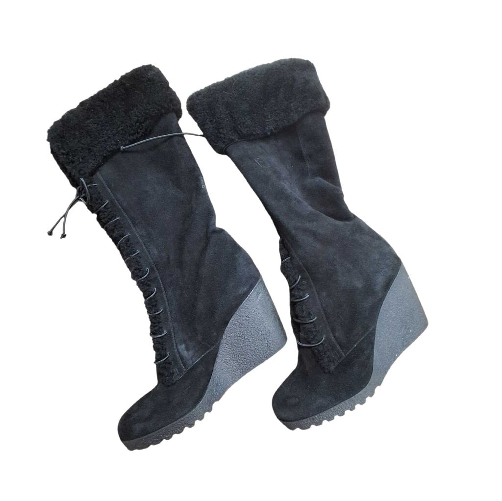 Fendi Tall Suede Boot/Wedge
