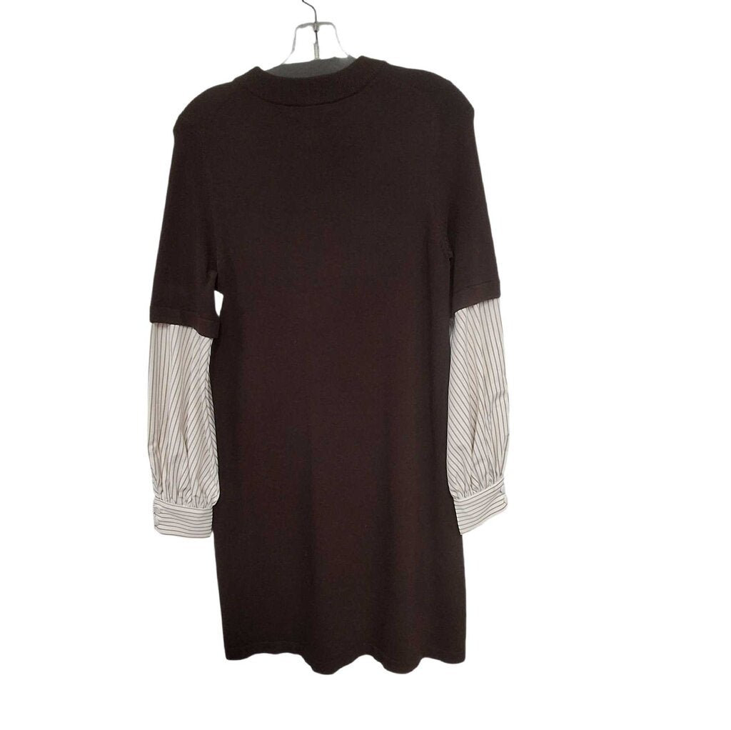 Pearl Long Sleeve Knit Dress/Stripe Sleeve