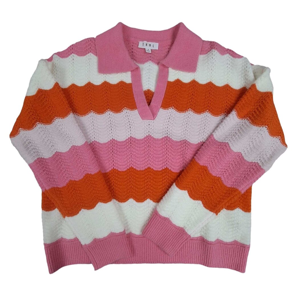 THML v-neck sweater/scallop stripe