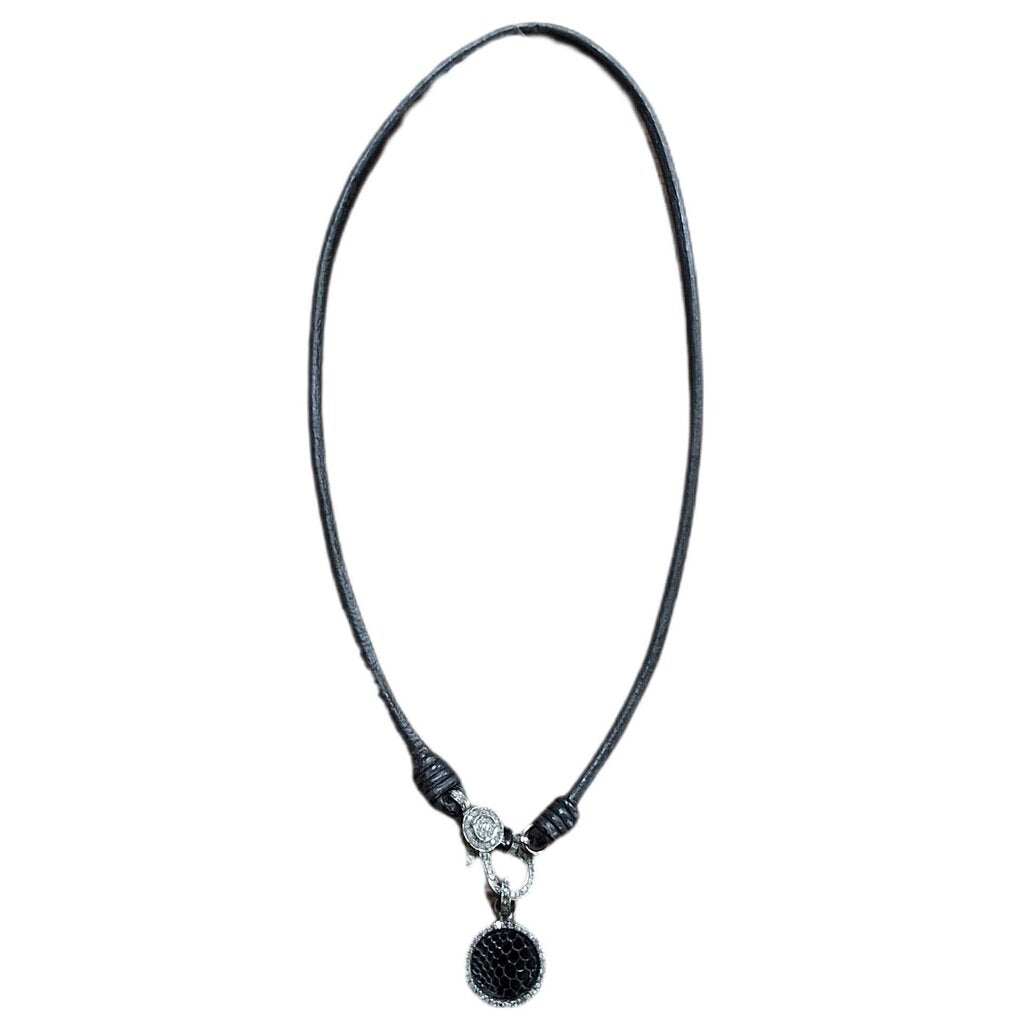 Julz chord necklace black diamond trim pendant