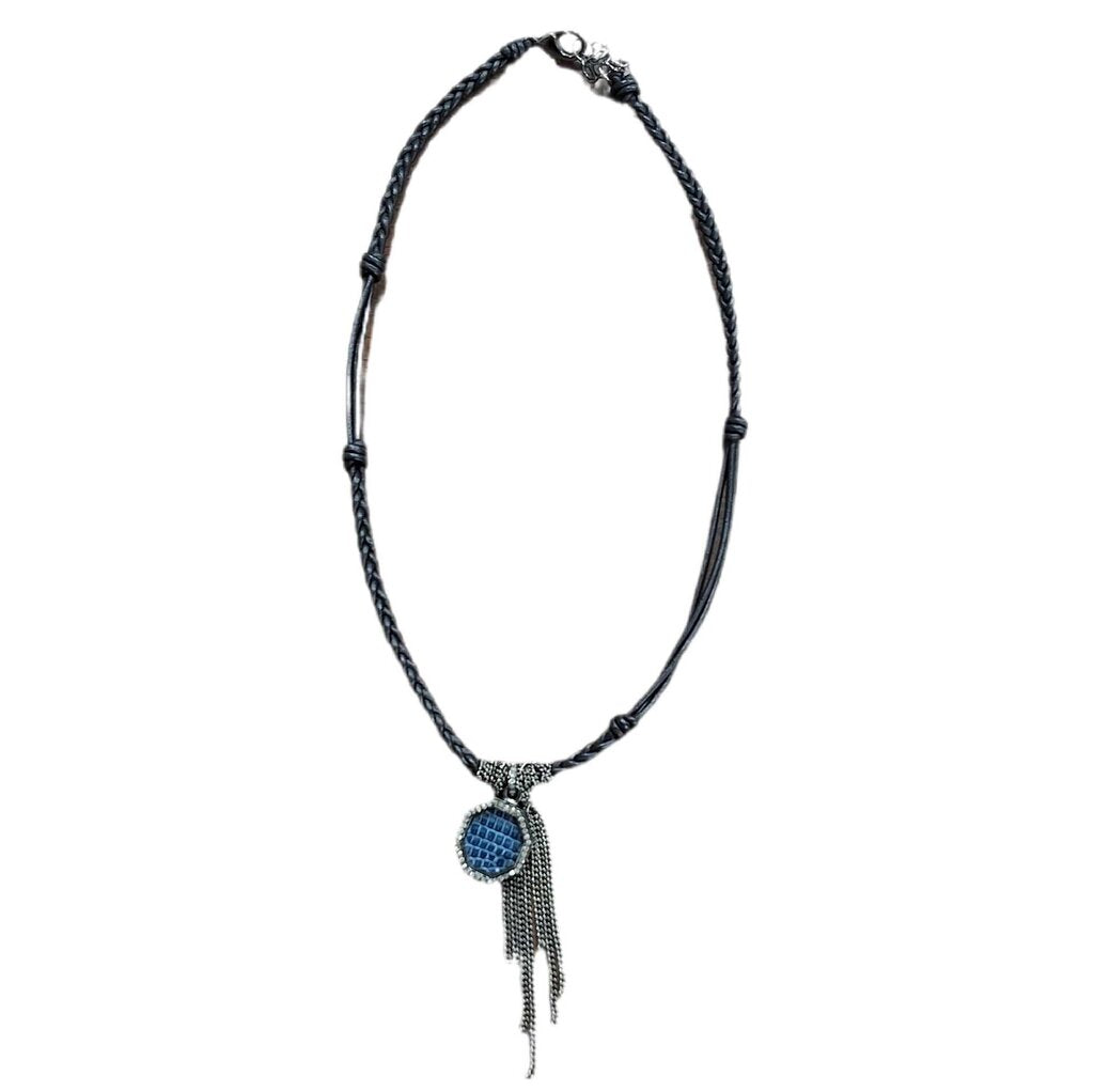 Julz chord necklace black diamond trim pendant
