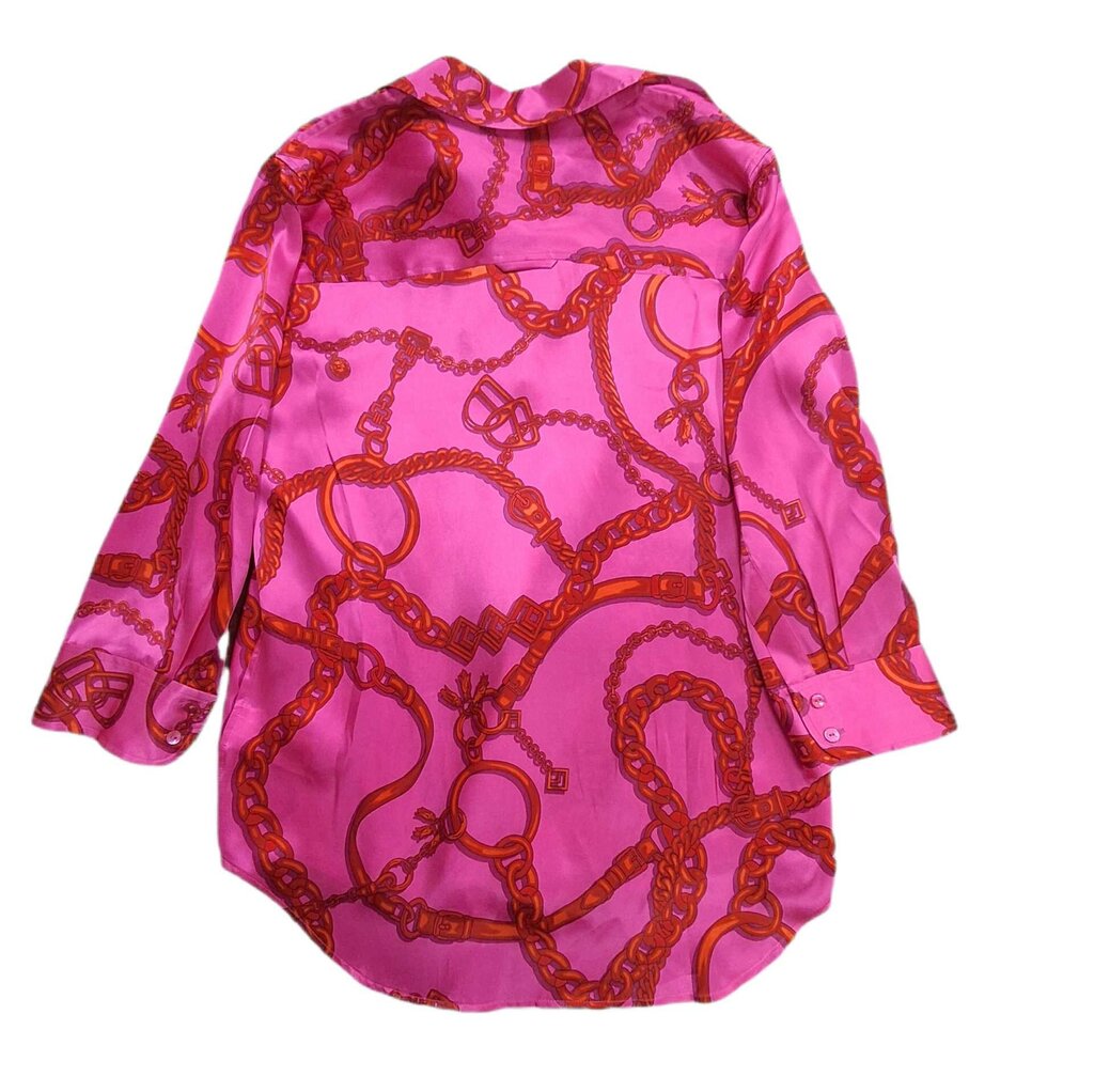 L' agence 3/4 sleeve satin blouse/chains