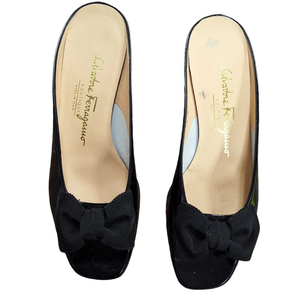 Ferragamo lo heel patent slide