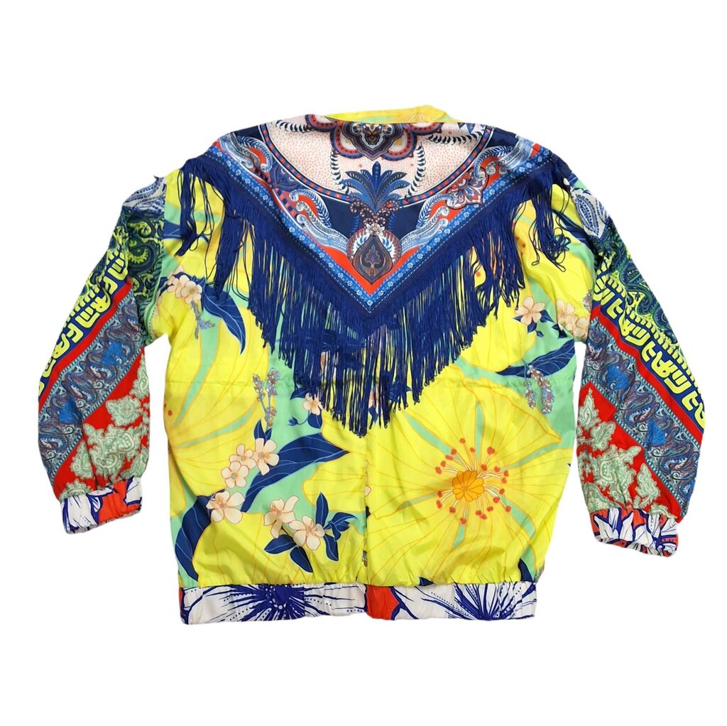 Farm Rio floral windbreaker/fringe