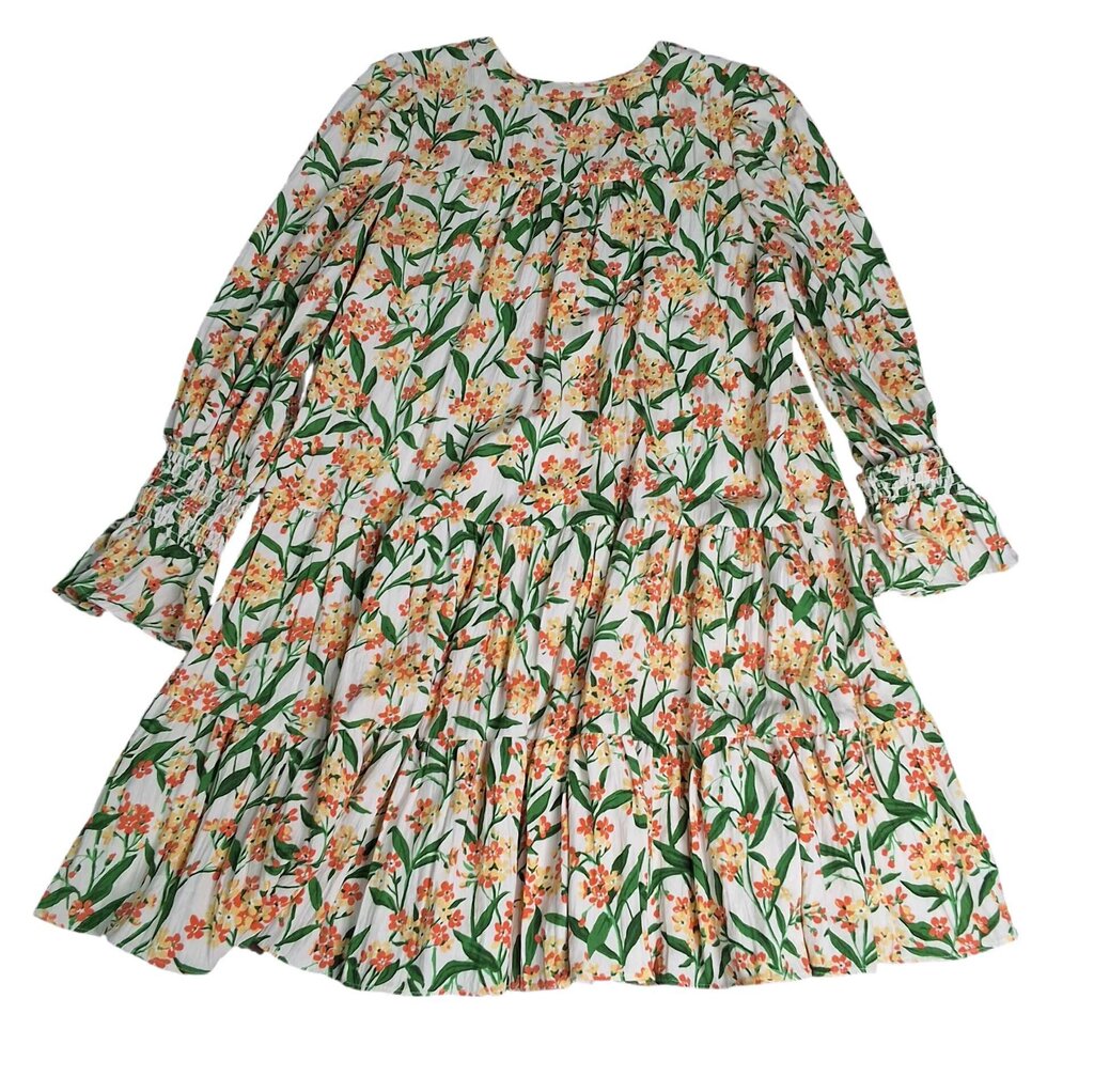 Pomander Place long sleeve tiered dress/floral leaves