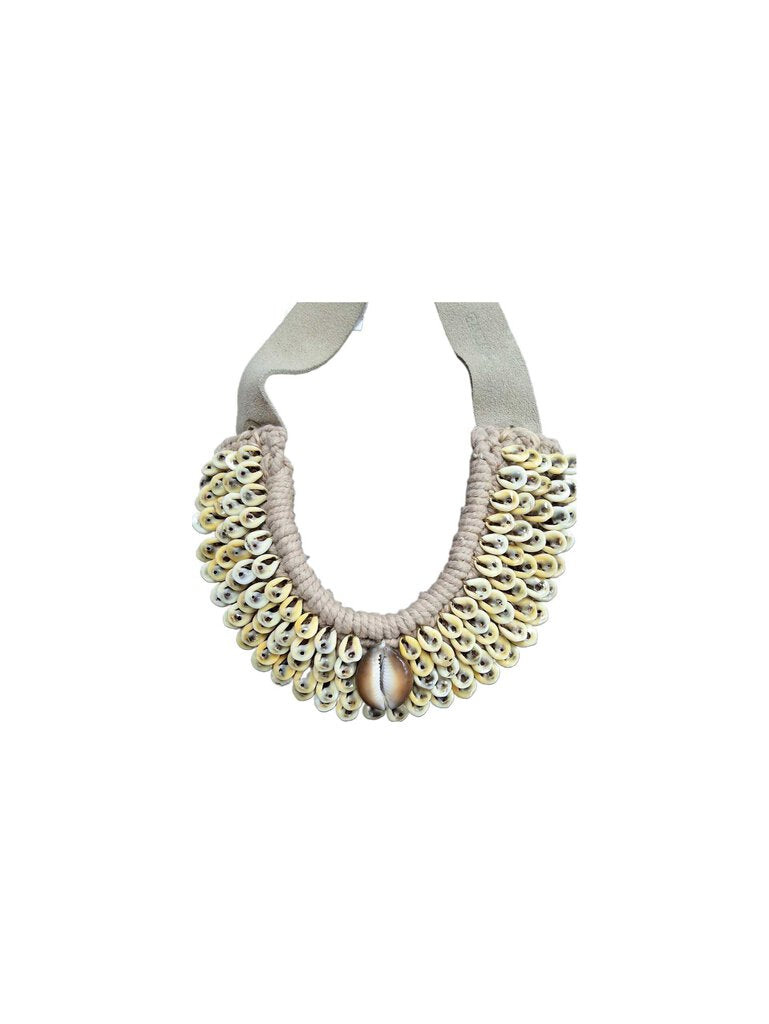 cowrie shell/suede necklace